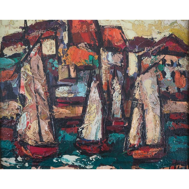 Henry Maurice Danty, Brittany, Church Seen the Port, Oil on Canvas For Sale - Image 5 of 8