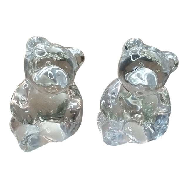 1980s Exquisite Pair of Signed Steuben Ny Crystal Bear Figurines For Sale
