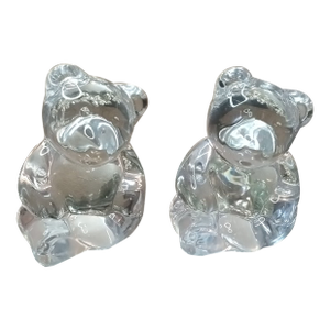 1980s Exquisite Pair of Signed Steuben Ny Crystal Bear Figurines