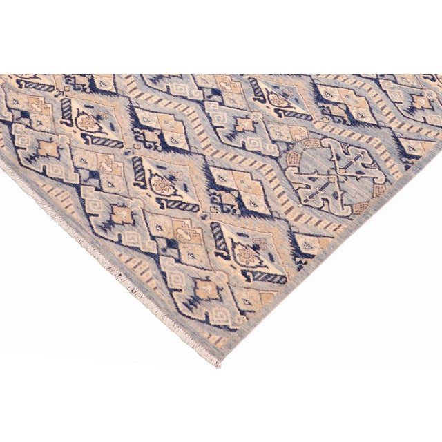 1990s Ziegler Blue Beige Hand-Knotted Wool Rug - 6'2'' X 9'5'' For Sale In New York - Image 6 of 8