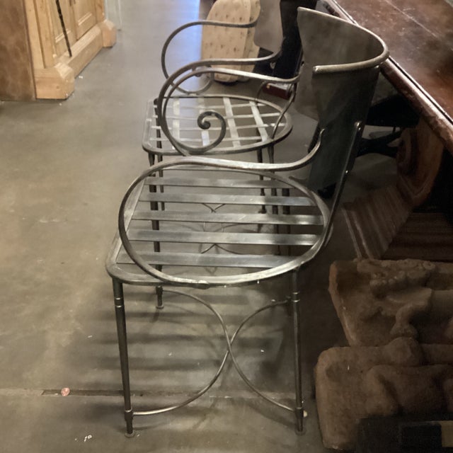 Late 20th Century Late 20th Century Near Pair of Italian Steel Chairs For Sale - Image 5 of 12