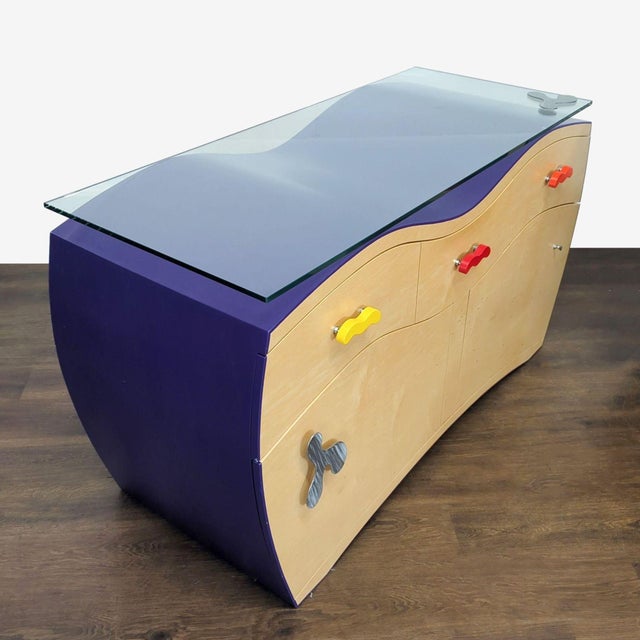 A custom buffet hand-crafted in solid maple by two local artists. It comes in four pieces: the top, mirror, bottom piece,...