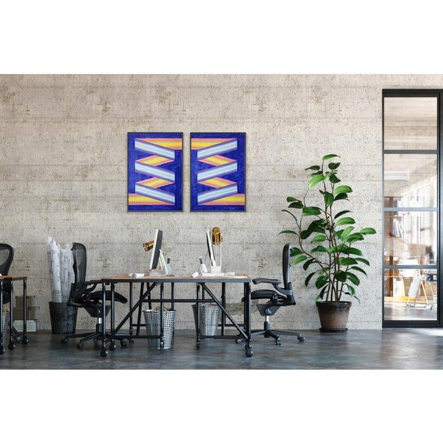 2026, Color Field Geometric Diptych Painting, Rainbow Banner, Acrylic Paint on Watercolor Paper by Ryan Rivadeneyra For Sale - Image 10 of 10