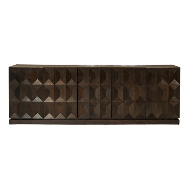 Brutalist Sideboard in Dark Stained Oak from Defour, Belgium, 1970s For Sale