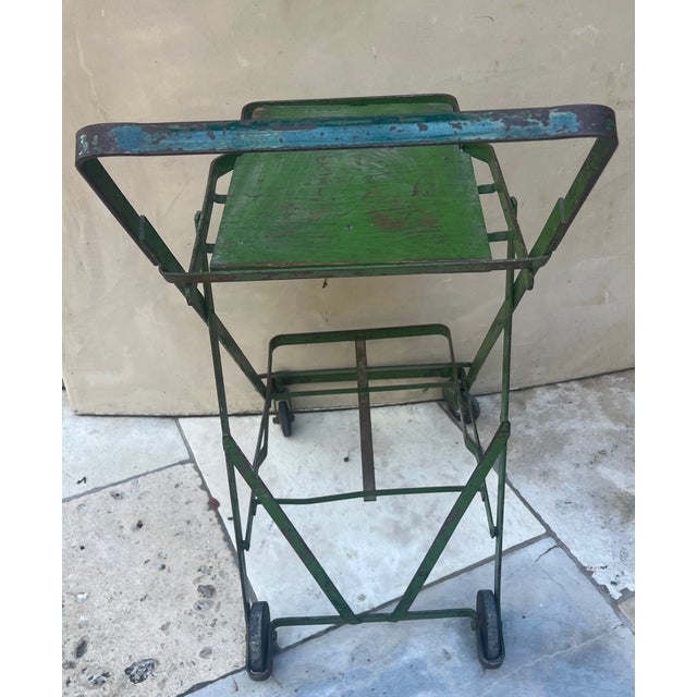 Industrial Vintage Green Metal Cart, C. 1930's For Sale - Image 3 of 7