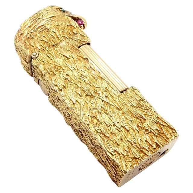 Vintage Dunhill Yellow Gold Ruby Emerald Eagle Rollagas Lighter 1950's For Sale - Image 12 of 13