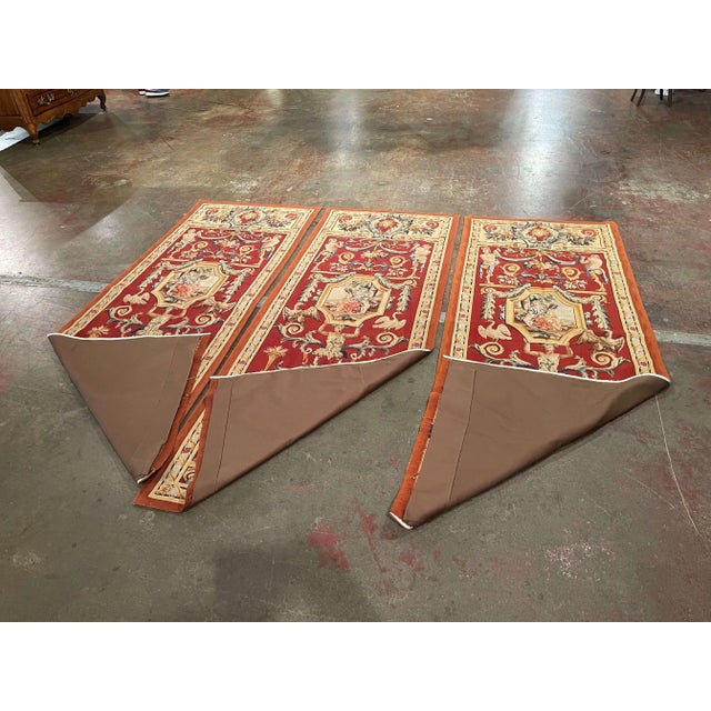Mid-Century French Neo-Classical Hand Woven Wall Portieres Tapestries-Set of 3 For Sale - Image 12 of 13