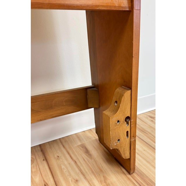 Brown Vintage MCM Full Bed Headboard With Sliding Cubby Doors For Sale - Image 8 of 8