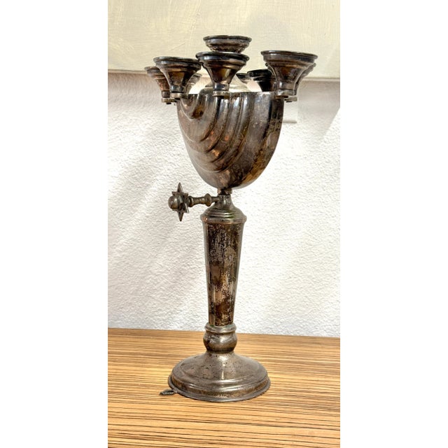 Metal Early 20th Century Silver Plated Menorah For Sale - Image 7 of 12