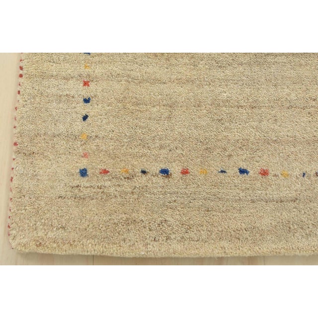 Textile Gabbeh Rug 1’11” X 2’10” Beige Wool Contemporary Hand-Knotted Carpet For Sale - Image 7 of 9