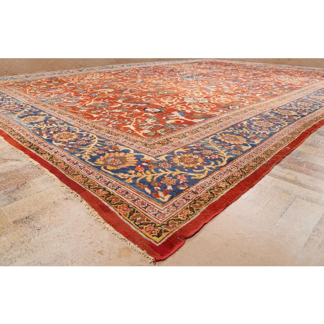 Red Late 19th Century Persian Sultanabad Rug, 14'05 X 21'00 For Sale - Image 8 of 10