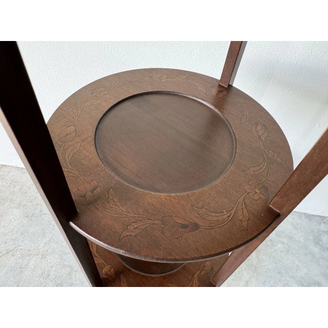 1970s Vintage Mahogany Three- Tier Muffin Plant Stand For Sale - Image 5 of 12