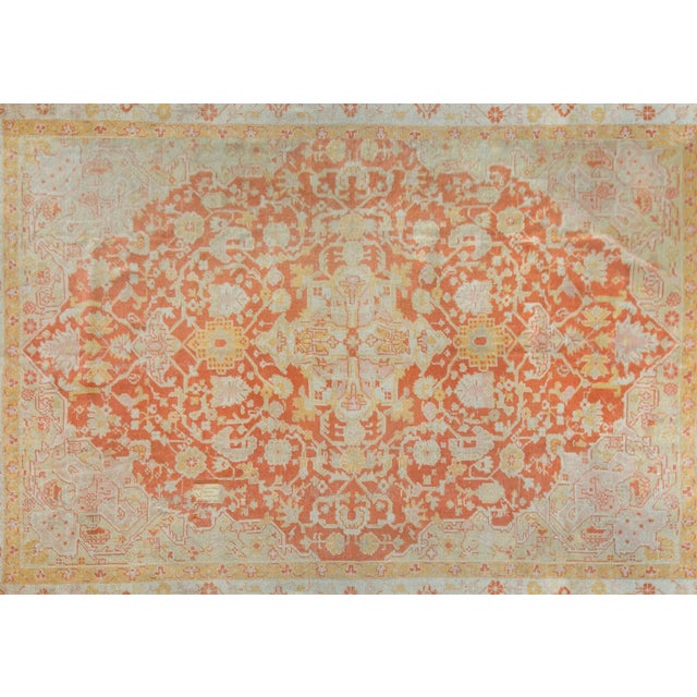 Textile 19th Century Turkish Oushak Rug For Sale - Image 7 of 14