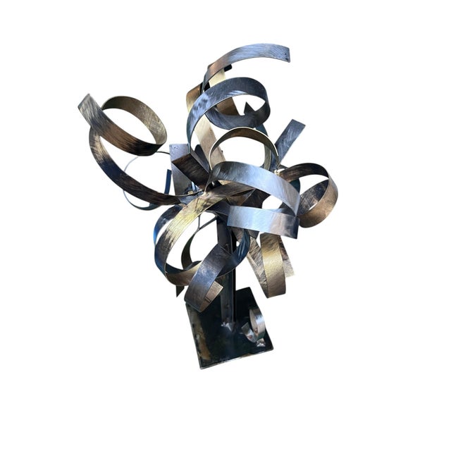 Signed Silas Seandel Abstract Mixed-Metal Ribbon Sculpture For Sale In New York - Image 6 of 15