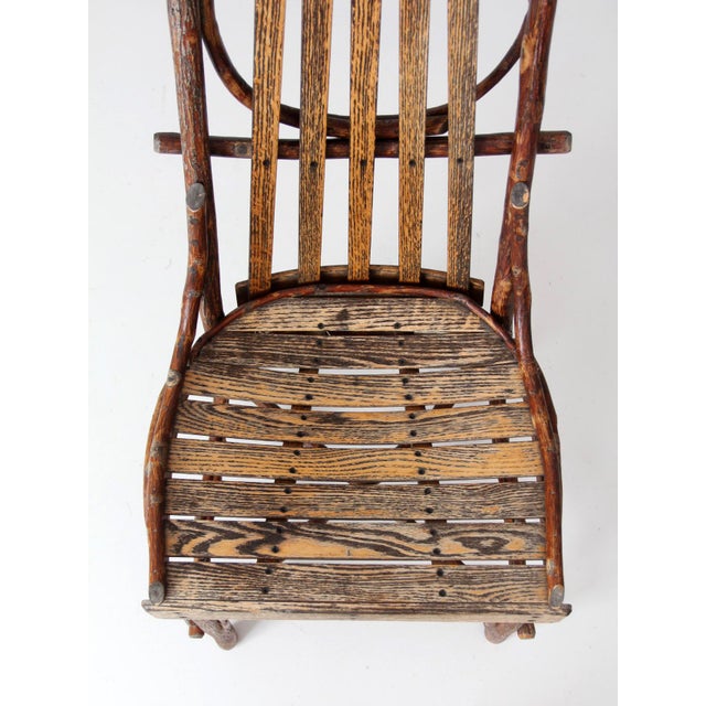 Vintage Amish Twig Furniture Set Bentwood Chair, Coffee Table, and End Table For Sale - Image 6 of 18