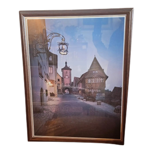 Vintage Germany Gasthof Village Scene - 1980- Framed Print