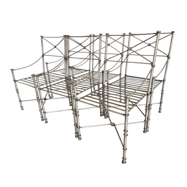 Metal Giacometti Style Iron Dining Chairs, Set of 6, Neoclassical, Regency For Sale - Image 7 of 11