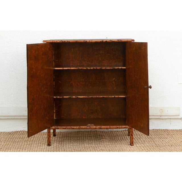 Chinoiserie Vintage Bamboo Chinoiserie Cabinet W/Floral Applique For Sale - Image 3 of 14