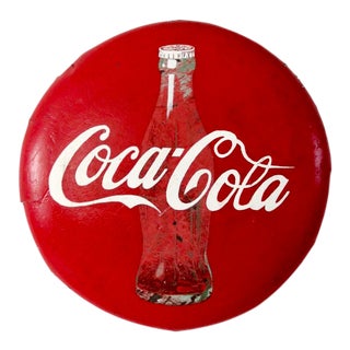 Vintage Coca-Cola Button Sign For Sale