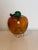 Vintage hand-blown art glass fruit fly trap in the form of an apple, crafted in warm amber-orange crackle glass with a...