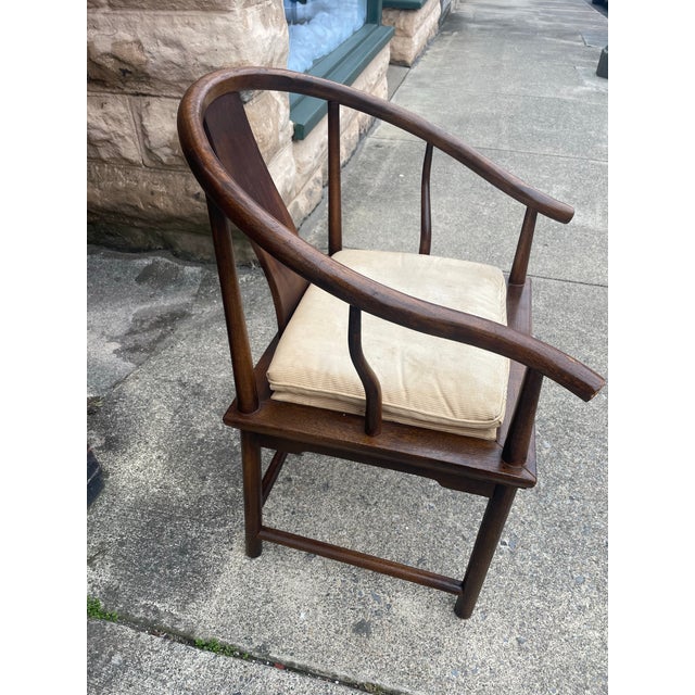 Mid 20th Century Michael Taylor for Baker Asian Inspired Horseshoe Back Single Chair For Sale - Image 6 of 12
