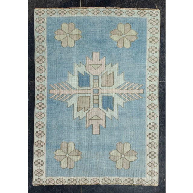 Blue Turkish Vintage Rug 3'4" x 4'8" #20693 For Sale - Image 8 of 8