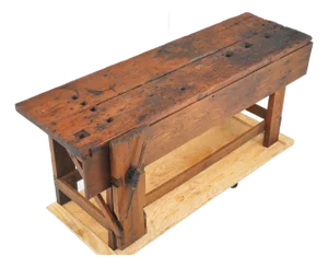 Vintage Hardwood Carpenter's Workbench With Vice