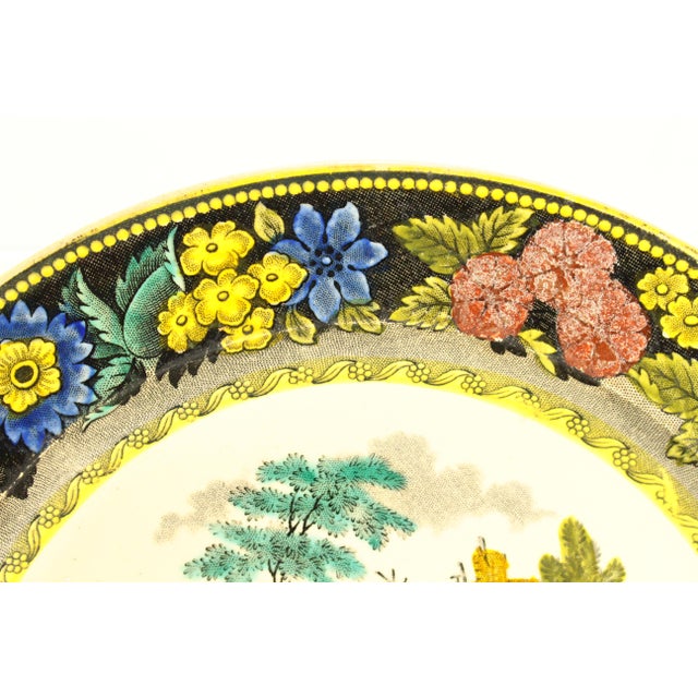 1830s Creil-Montreau French Faience Polychrome Transfer Plate 3 Generations For Sale - Image 4 of 12