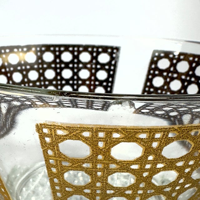 Large Vintage 22k Gold Embellished Glass Canella Ice Bowl by Culver LTD For Sale - Image 11 of 11