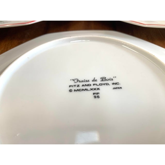 Fitz and Floyd Fitz & Floyd Octagonal 8” Strawberry Salad / Dessert Plates - Set of 5 For Sale - Image 4 of 5