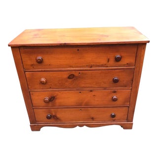 Mid 19th Century Antique Refinished Victorian Cottage Pine 4 Drawer Dresser For Sale