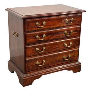 Vintage Chippendale Style Mahogany Four Drawer Chest With Brass Bail Pulls For Sale