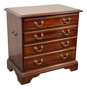 Vintage Chippendale Style Mahogany Four Drawer Chest With Brass Bail Pulls