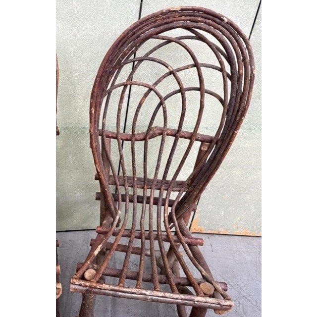 Pair of Adirondack Willow Twig Fan-Back Side Chairs Hollywood Set Decoration For Sale - Image 4 of 6