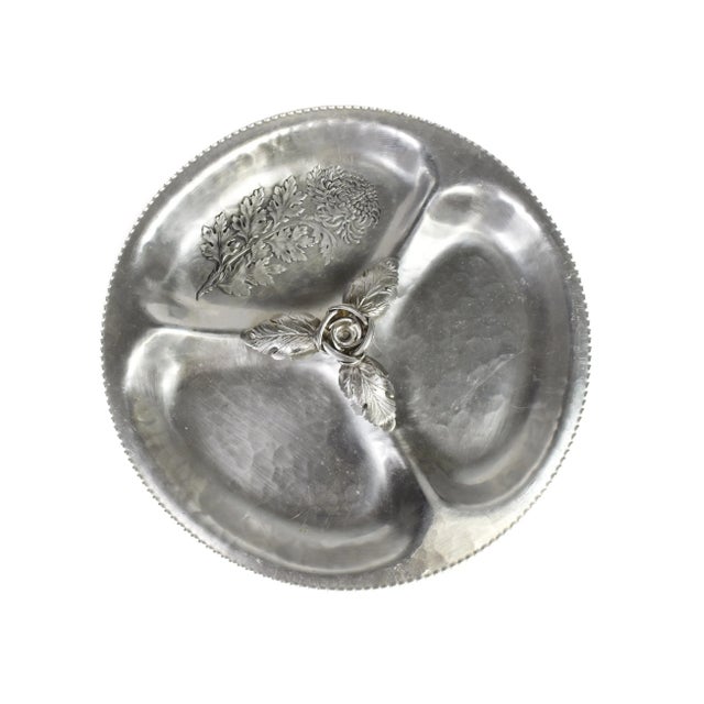 Unique handmade aluminum divided dish made by silver look is great for serving, as a centerpiece or add it to your...