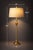 Hollywood Regency Late 20th Century Sunlit Brass Table Lamp With Linen Drum Shade – Tall Transitional Classic Column Form, 34” H For Sale - Image 3 of 7