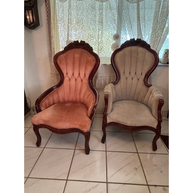 1960s Vintage Kimball Victorian Mahogany Ladies Parlor Chair For Sale - Image 11 of 12