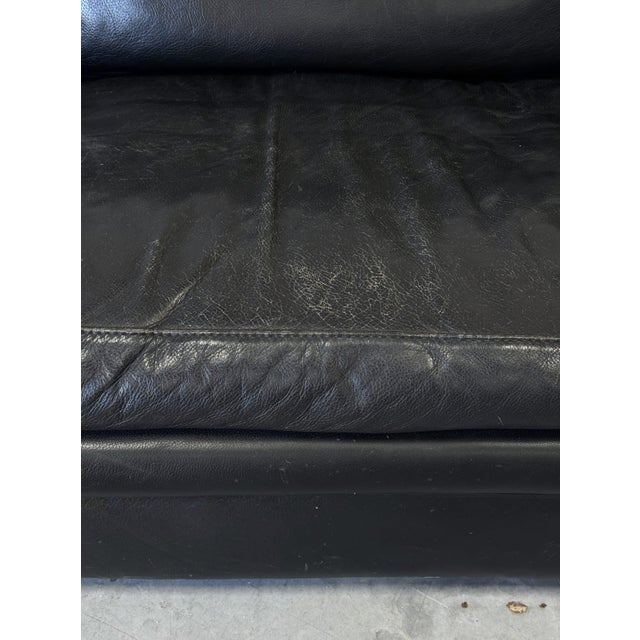 1980s Vintage Sofa in Black Patinated Leather from Roche Bobois, 1980s For Sale - Image 5 of 8