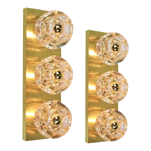 Crystal Glass Wall Sconces by Sciolari for Peill & Putzler, Set of 2 For Sale