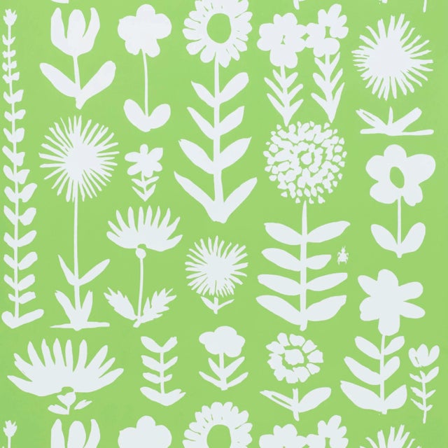 Schumacher Schumacher X Vera Neumann Wild Things Wallpaper in Leaf For Sale - Image 4 of 5