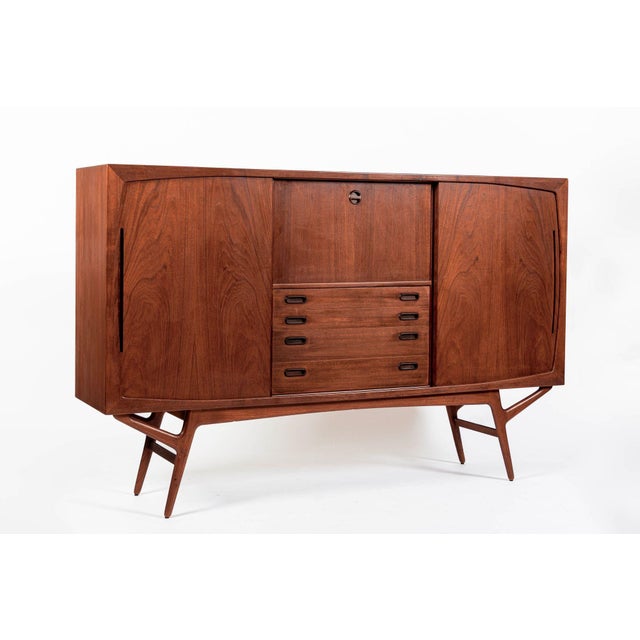 Mid Century Danish Teak Tall Sideboard or Bar Cabinet by Harry Ostergaard For Sale - Image 17 of 17
