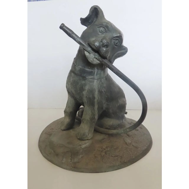 Vintage Bronze Dog Sculpture Water Fountain Hose For Sale - Image 11 of 12