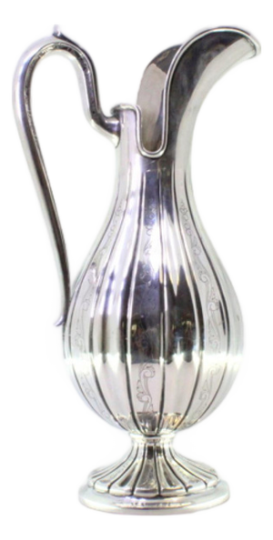 Fluted Silver Water Jug with Engravings