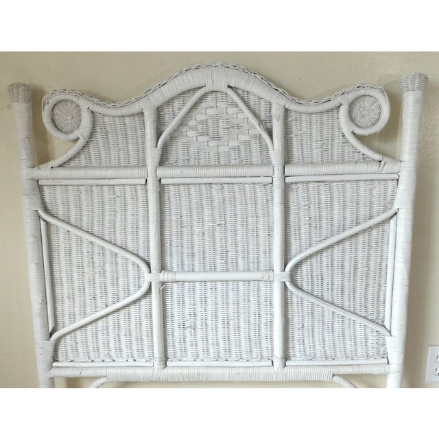 Pair Vintage C1980s Ornate White Wicker Twin Size Headboards For Sale - Image 17 of 18
