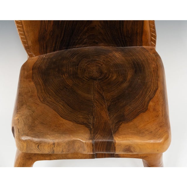 Brown Organic Wabi Sabi Sculptural Walnut Side Chair from Pierre Decorse For Sale - Image 8 of 13