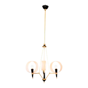 1950s Sculptural Three Arm Glass Chandelier Style of Stilnovo Italy