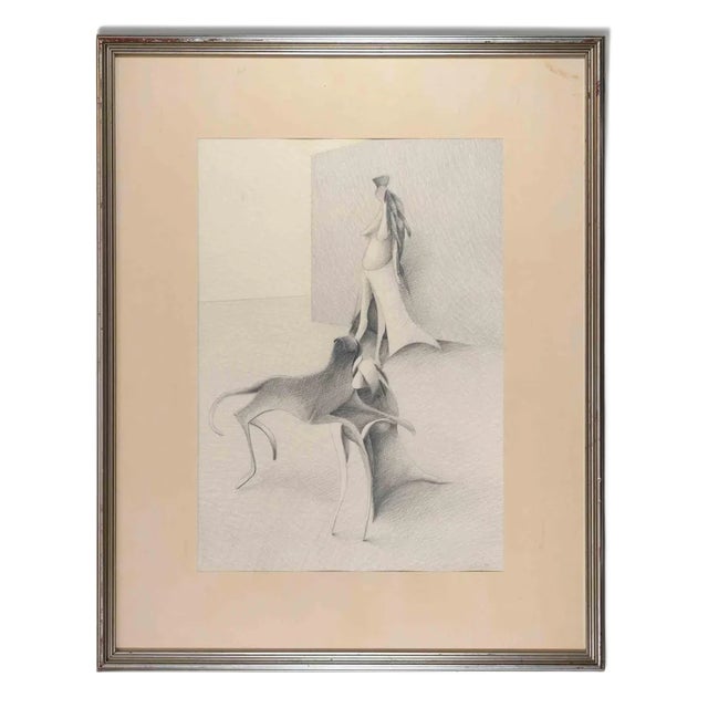 Albert Debois, Untitled, Surrealist Scene, Drawing, 1973 For Sale