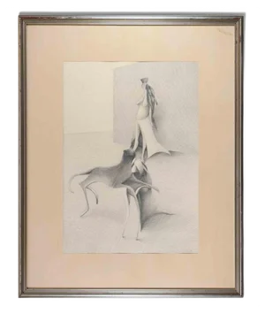 Albert Debois, Untitled, Surrealist Scene, Drawing, 1973