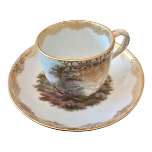 Antique Meissen Porcelain Scenic Cup & Saucer