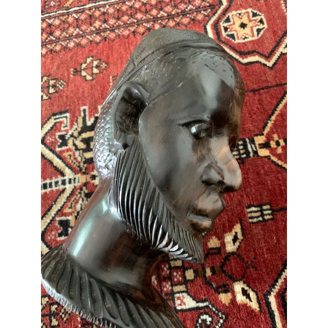 Mid 20th Century Vintage Carved African Ebony Heads - a Pair For Sale - Image 5 of 9